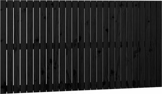 vidaXL Cabecero De Cama De Pared Madera Maciza Pino Negro 166x3x90 Cm Vidaxl