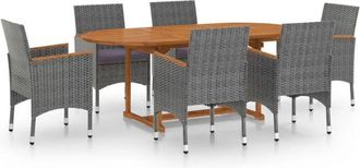 vidaXL Juego De Comedor De Jard&iacute;n 7 Piezas Rat&aacute;n Sint&eacute;tico Gris Vidaxl