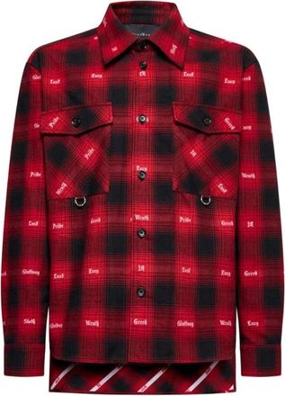 John Richmond Geruit overhemd met borstzakken - Heren - Casual Overhemden - Rood - XS - Katoen - Overhemden