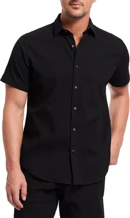 Robert Graham Thresher Short Sleeve Woven Button-Up Shirt in Black at Nordstrom, Size Xxx-Large
