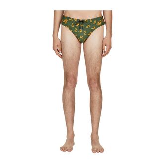 Vivienne Westwood Numerical Print Swim Briefs - male - Vivienne Westwood - Beachwear - Green - XL - Swimwear