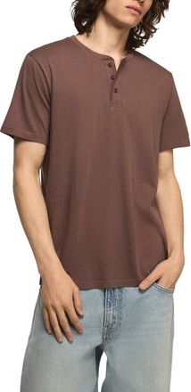 Lucky Brand Solid Short Sleeve Cotton Henley in Plaza Taupe at Nordstrom, Size Xx-Large