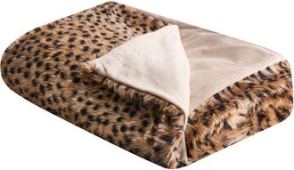 Beliani Bedspread Leopard Print Pattern Polyester 200 x 220 cm Brown Kudeli