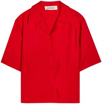 R&oacute;he Boxy Silk Shirt - Red - 38 (UK10 / S)
