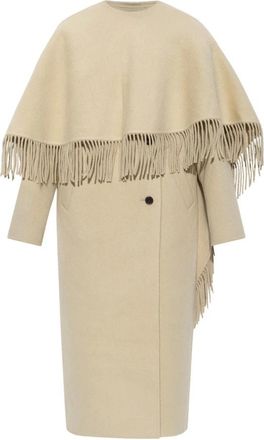 R&oacute;he Dubbelzijdig Randjas - Dames - Ponchos - Beige - M - Wol - Jassen