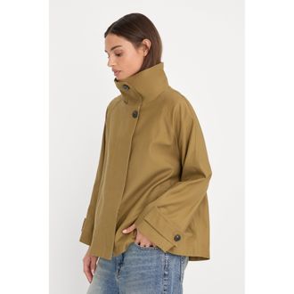 Good American Womens The Funnel Neck Trench | Fatigue, Size Medium | Good American by Khlo&Egrave; Kardashian