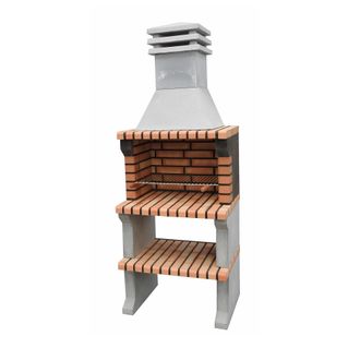 Movelar Barbacoa De Obra Prefabricada De Le&ntilde;a Y Carb&oacute;n Modelo Liz Xl (gris, Naranja - 76 X 58 X 210 Cm) Ref: 3412/3 - Cocina De Exterior Compacta Para Jard&iacute;n,