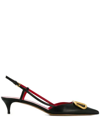 Valentino Garavani Vlogo Signature Leather Slingback Pumps-Donna