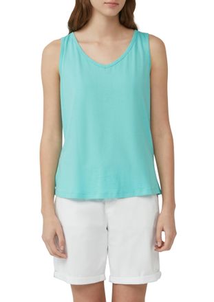 s.Oliver T-Shirt S.OLIVER, Damen, Gr. 36, blau (pool blau), Jersey, Obermaterial: 50% Baumwolle, 50% Modal, unifarben, regular fit taillenbedeckt, V-Ausschnitt