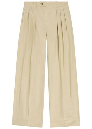 Calvin Klein Baxter Pleated Wide-leg Cotton Trousers - Off White - 52 (IT52 / XL)