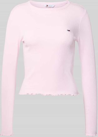 Tommy Jeans Slim Fit Langarmshirt aus Baumwoll-Mix in Rosa, Gr&ouml;&szlig;e XL