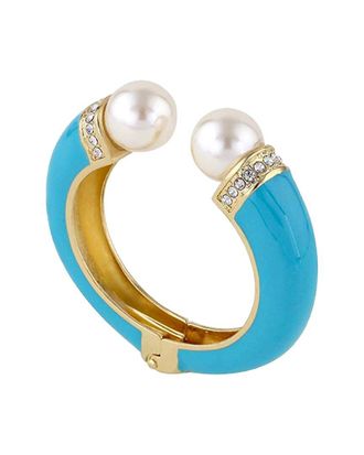 Liv Oliver 18K 12Mm Pearl Cz Cuff Bangle