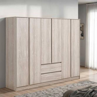Seconique Malvern 6 Door 2 Drawer Wardrobe - Urban Snow in Light Grey