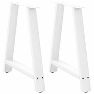 vidaXL Gambe Per Tavolo Da Pranzo A Forma Di A 2 Pz Bianche 80x(72-73) Cm In Acciaio - Vidaxl