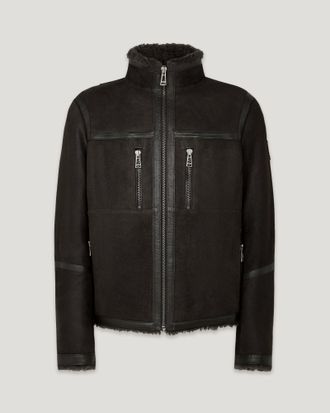 Belstaff Tundra Jacket Mens Lightweight Shearling Black / Black Size UK 34