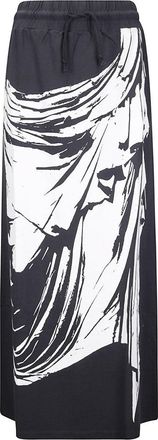 Vaquera Graphic Print Long Jersey Skirt With Adjustable Waist