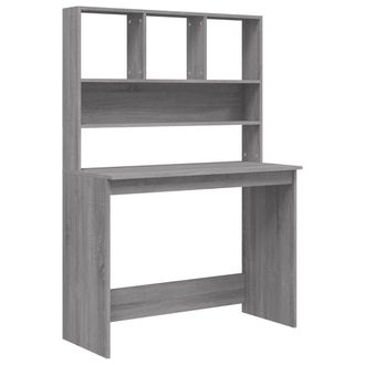 vidaXL Vidaxl - Escritorio Con Estantes Contrachapada Gris Sonoma 102x45x148cm
