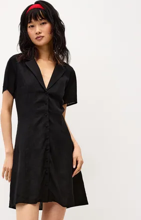 Twik Womens Linen-blend notched collar shirtdress