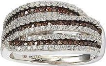 Suzy Levian Sterling Silver White & Chocolate CZ Ring in Brown at Nordstrom Rack, Size 8.5