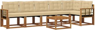 vidaXL Conjunto De Sof&aacute;s De Exterior 7 Uds. Natural Y Beige Vidaxl