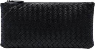 Bottega Veneta Pre-owned Woven Nappa Leather Pouch - Dames - Vintage Clutch - Zwart - ONE Size - Leer - Vintage