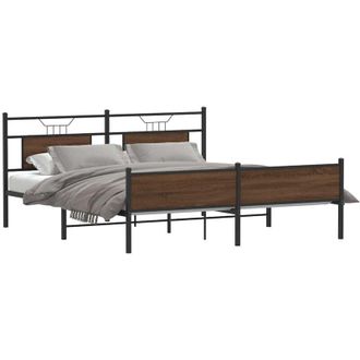 vidaXL Vidaxl - Estructura De Cama Sin Colch&oacute;n Metal Marr&oacute;n Roble 160x200 Cm