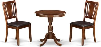 East West Furniture ESDU3-MAH-LC - 3-Pc Modern Dining Room Set - 2 Kitchen Dining Chairs and 1 Dining Room Table (Mahogany Finish)