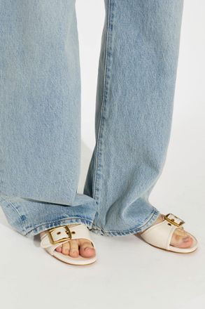 Coach Leather Slides, Womens, Cream