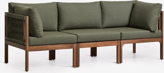 Sklum Sof&aacute; Modular De Jard&iacute;n De 3 Piezas Con Reposabrazos En Madera De Acacia Branson Sklum