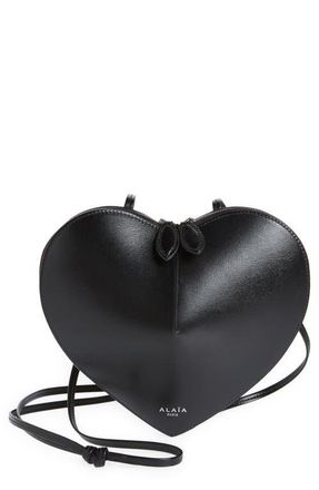 Alaia Le Coeur Leather Crossbody Bag in 999 - Noir at Nordstrom