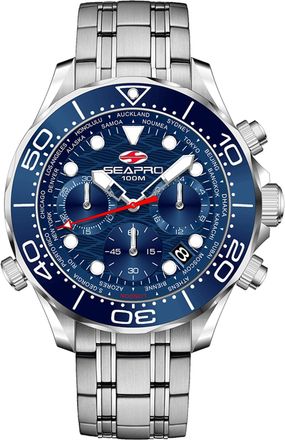 Seapro Mens Mondial Timer Blue Dial Watch
