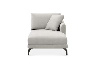 Castlery Lena Right Chaise Sofa Customized, Performance Fleece, Medium Grey, Matte Black Legs, Spill Resistant, Removable Covers for Castlery