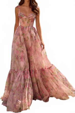 Sherri Hill Gorgeous Floral A-Line Prom Dress In Pink