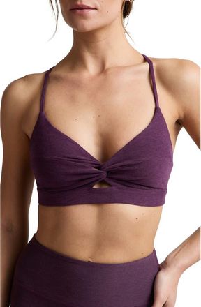 Beyond Yoga Twist Front Strappy Sports Bra in Brilliant Blackberry Heather at Nordstrom, Size X-Small