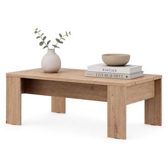 Dmora Mesa De Centro Bertona, Forma Rectangular, Tablero Marr&oacute;n, Estructura Roble Nudos, 120x67x43h Cm Marr&oacute;n Roble Nudos