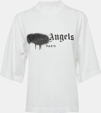 Palm Angels White Jersey Logo Detail T-Shirt