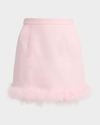 Valentino Garavani Feather-Trim Crepe Couture Mini Skirt