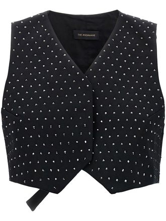 Andamane Nadine gilet met kristallen - Zwart