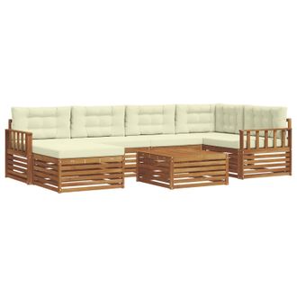 vidaXL Conjunto De Sof&aacute;s De Exterior 7 Uds. Natural Y Crema Vidaxl