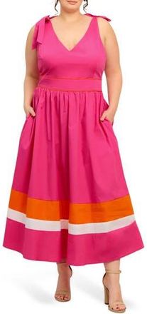 Flying Tomato Bow Strap Midi Dress in Fuchsia Orange at Nordstrom Rack, Size 3 X