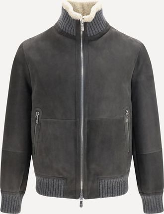 Brunello Cucinelli Giacca in montone con zip e collo alto Man M