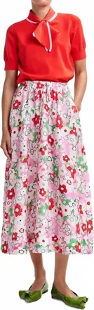 Essentiel Floral Jacquard Midi Skirt In Cotton Andy