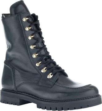 Gabor Zwarte veterlaarsjes met veters - Dames - Veterlaarzen - Zwart - 37 EU - Leer - Schoenen