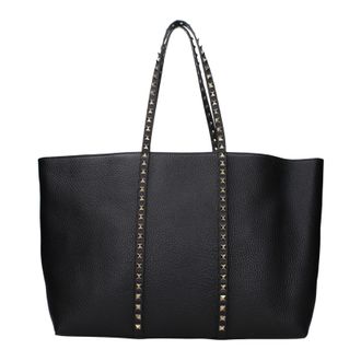 Valentino Garavani Damens Rockstud Umh&auml;ngetasche aus schwarzem Leder