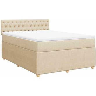 vidaXL Cama Box Spring Con Colch&oacute;n Tela Color Crema 140x200 Cm Vidaxl