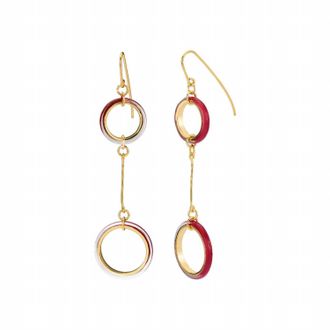 Gold & Honey Womens Thin Two Drop Lucite Earrings In Pink/ Gold