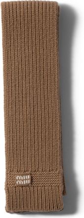 Miu Miu Wool And Cashmere Scarf, Woman, Camel Brown