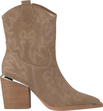 Alma En Pena Geborduurde enkellaarzen - Dames - Cowboylaarzen - Beige - 39 EU - Schoenen