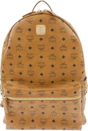 MCM Pre-owned Backpacks, male, Brown, Size: ONE SIZE Pre-owned Grained Leather Backpack