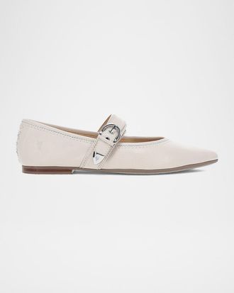 Frye Heather Leather Mary Jane Ballerina Flats